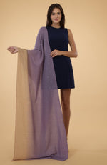 Mauve- Beige Ombre Sequin Hand Embroidered Pure Cashmere Stole