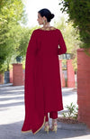 Blood Red Kashmiri Tilla Embroidered Kurta Set