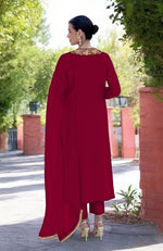 Blood Red Kashmiri Tilla Embroidered Kurta Set