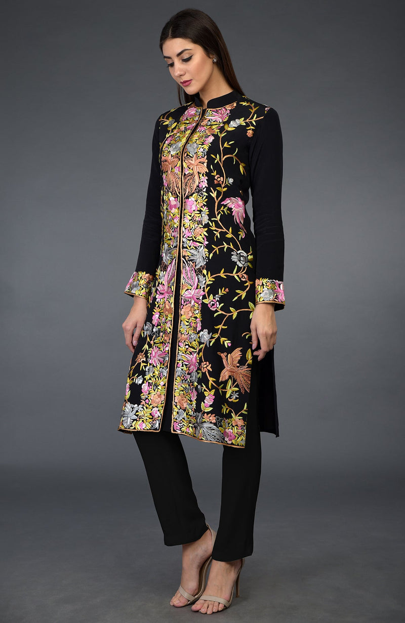 Black Parsi Gara Embroidered Jacket