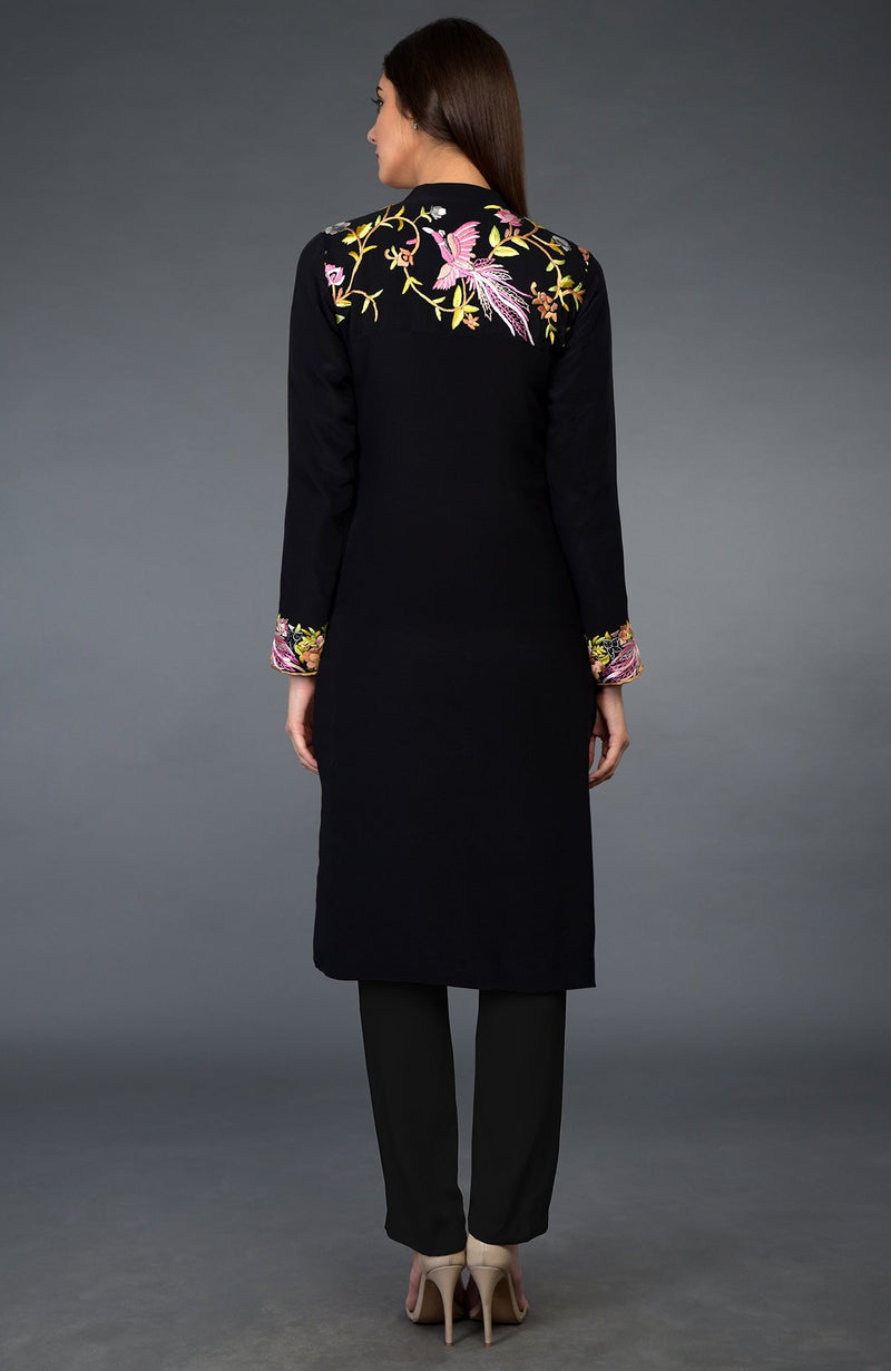 Black Parsi Gara Embroidered Jacket