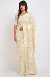 Masterpiece Fawn Parsi Gara Hand Embroidered Saree