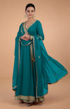 Iktara  Black Kashmiri Tilla Paisley Embroidered Angrakha Anarkali Set