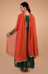 Iktara  Bottle Green-Orange Kashmiri Tilla Embroidered Anarkali Set