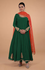 Iktara Raspberry Pink- Orange Kashmiri Tilla Embroidered Anarkali Set