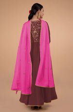 Iktara Marsala-Pink Zardozi & Resham Embroidered Anarkali Set