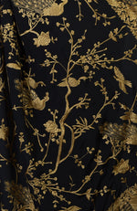 Black-Beige Gold Parsi Gara Hand Embroidered Saree