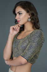 Bottle Green Ombre Saree With Zardozi Work Blouse