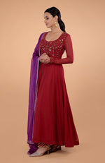 Iktara  Blood Red - Purple Anarkali Set