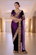 Plum Kashmiri Tilla Embroidered Saree