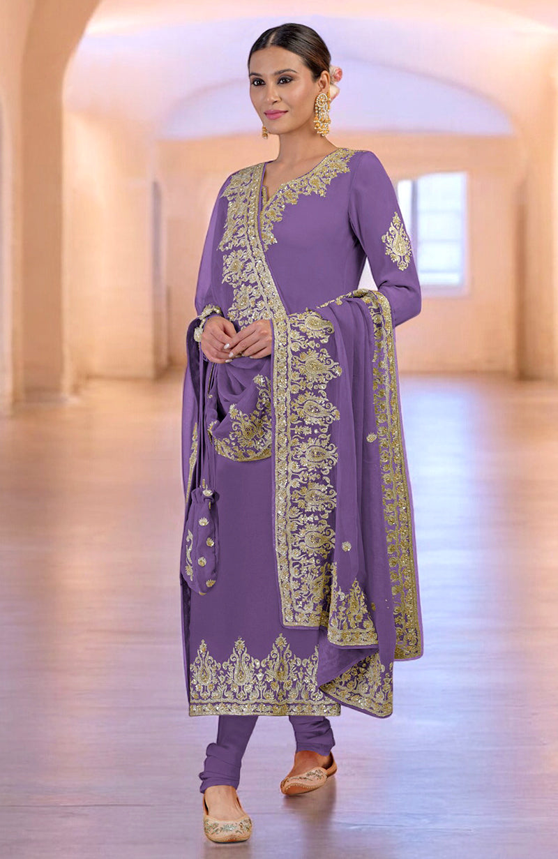 Bright Rose Gold Kashmiri Tilla & Zardozi Hand Embroidered Kurta Set
