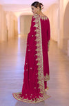 Bright Rose Gold Kashmiri Tilla & Zardozi Hand Embroidered Kurta Set