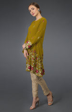 Mustard Parsi Embroidered Tunic Suit