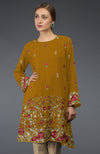 Dijon Mustard Parsi Gara Embroidered Tunic Kurta