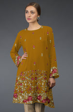 Dijon Mustard Parsi Gara Embroidered Tunic Kurta
