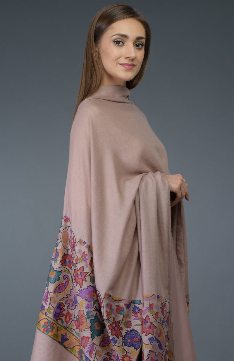 Dusty Rose Kani Art Embroidered Dupatta with Suit
