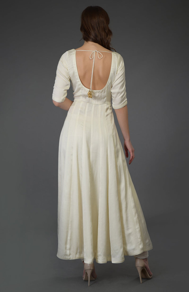 Classic Ivory Scoop Neckline Anarkali Suit