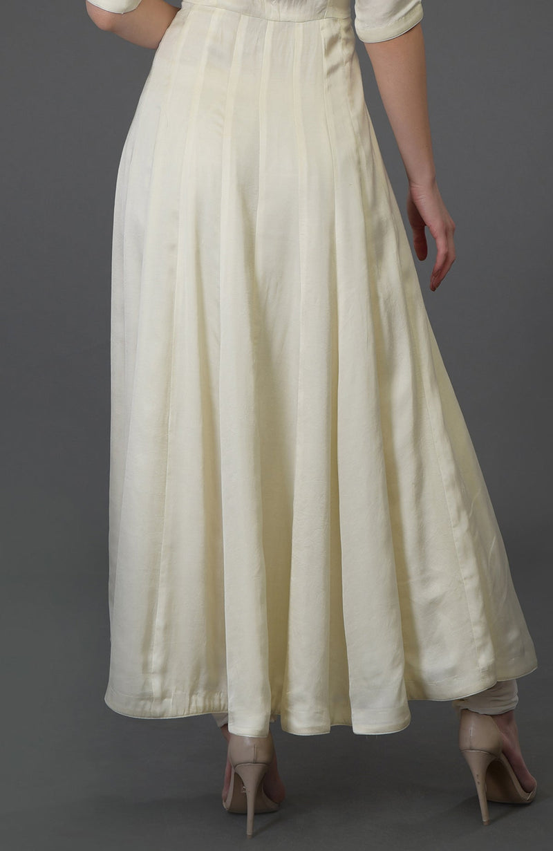 Classic Ivory Scoop Neckline Anarkali Suit