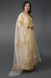 Cream Marori and Sequin Work Farshi Palazzo Suit