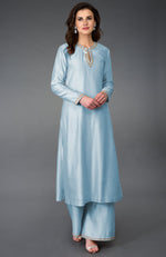 Winter Sky Gota Patti and Mirror Work Farshi Palazzo Suit