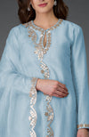 Winter Sky Gota Patti and Mirror Work Farshi Palazzo Suit