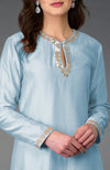 Winter Sky Gota Patti and Mirror Work Farshi Palazzo Suit