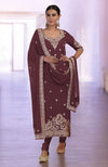 Burgundy Marori Gota Patti & Zardozi Hand Embroidered Kurta  Set