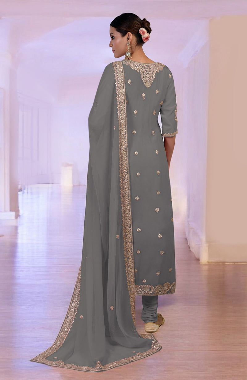 Grey Marori Gota Patti & Zardozi Hand Embroidered Kurta  Set