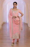 Peony Pink Marori Gota Patti & Zardozi Hand Embroidered Kurta  Set