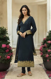 Black Gold Kashmiri Tilla Aari Embroidered Kurta Set