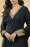 Black Gold Kashmiri Tilla Aari Embroidered Kurta Set