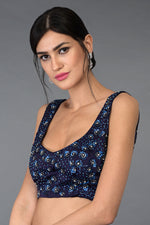 Eclipse Blue Crystal Sequin & Beads Hand Embroidered Blouse