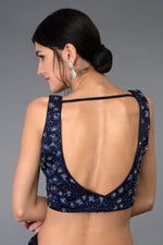 Eclipse Blue Crystal Sequin & Beads Hand Embroidered Blouse