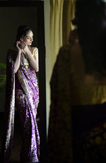 Masterpiece Purple Parsi Gara Hand Embroidered Saree