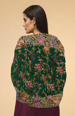 Emerald Green Parsi Gara Pure Pashmina Shawl