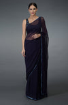 Eclipse Blue Crystal Sequin & Beads Work Saree with Blouse