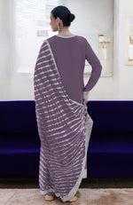 Lavender Leheriya Handcrafted Tie Dye & Kashmiri Tilla Kurta Set