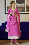 Pink Leheriya Handcrafted Tie Dye & Kashmiri Tilla Kurta Set