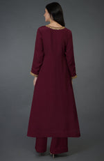 Burgundy Marori & Sequin Embroidered Kurta Set