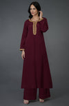 Burgundy Marori & Sequin Embroidered Kurta Set