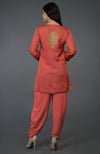 Living Coral Kashmiri Tilla Embroidered Dhoti Pants Suit