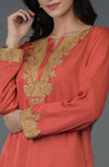 Living Coral Kashmiri Tilla Embroidered Dhoti Pants Suit