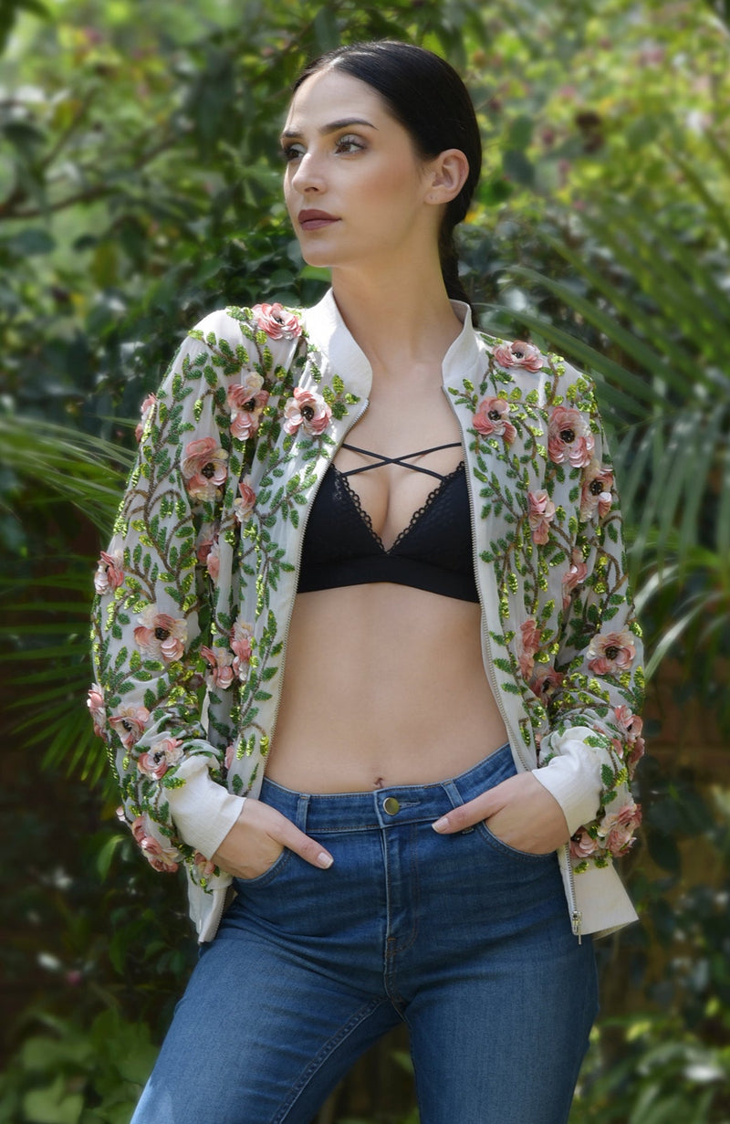 Garden Talk 3D Blossoms Sequin Hand Embroidered Jacket