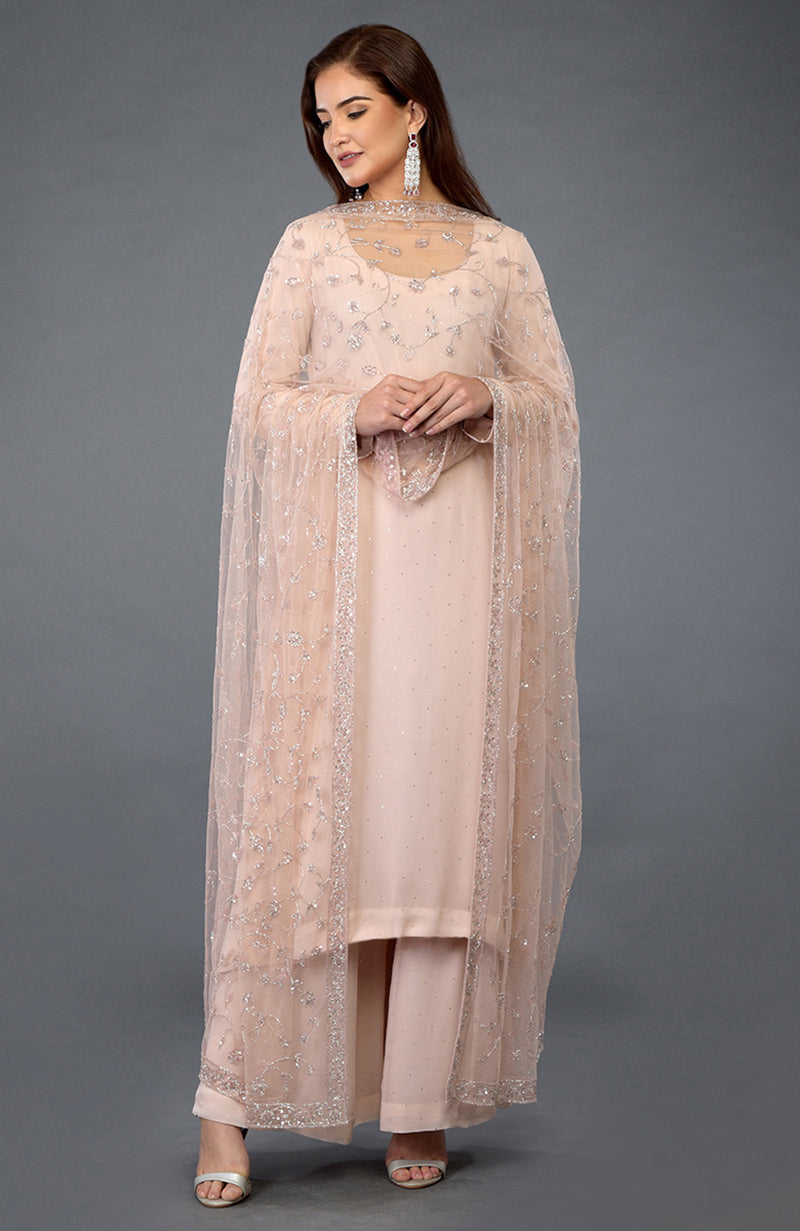 Nude Pink Handcrafted Mukaish Farshi Palazzo Suit