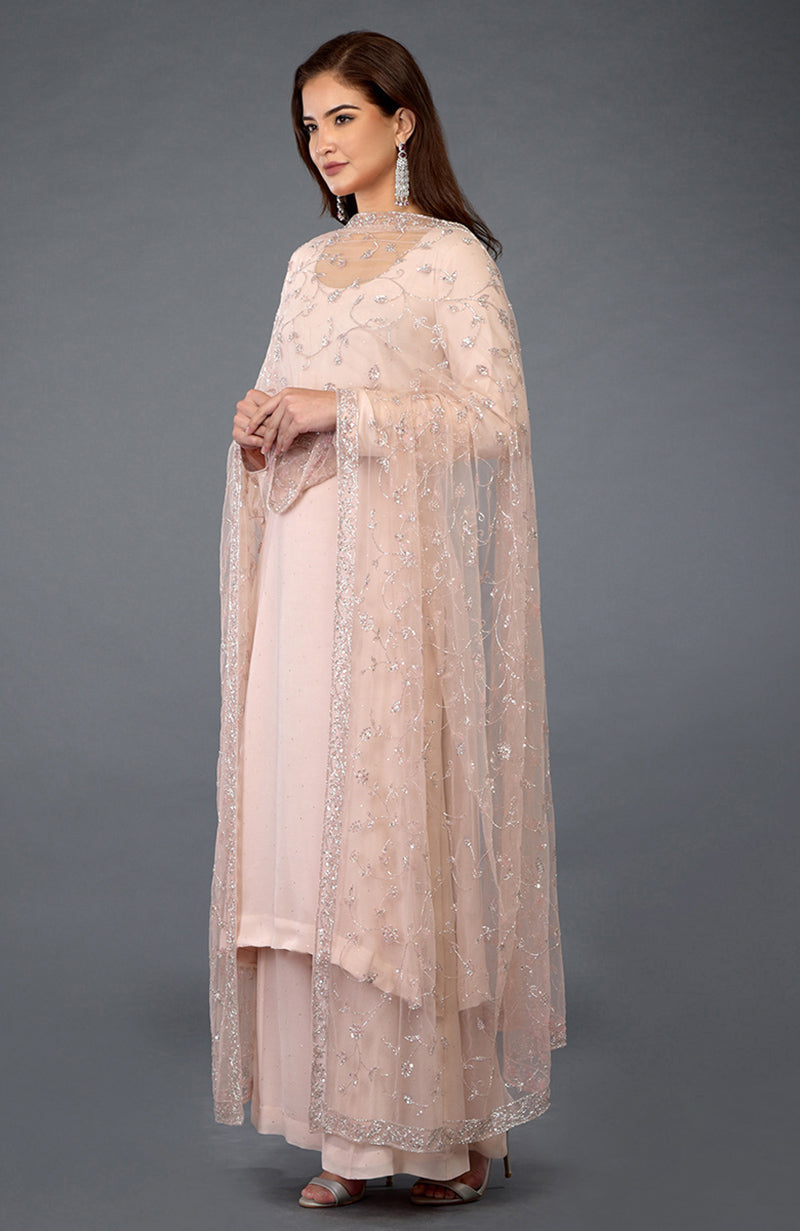 Nude Pink Handcrafted Mukaish Farshi Palazzo Suit