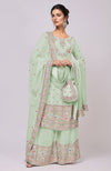 Marshmallow Pink Resham and Zardozi Hand Embroidered Sharara Set