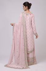 Marshmallow Pink Resham and Zardozi Hand Embroidered Sharara Set
