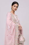 Marshmallow Pink Resham and Zardozi Hand Embroidered Sharara Set