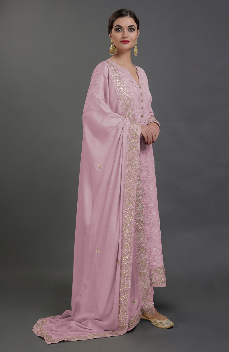 English Rose Chikankari & Gota Patti Hand Embroidered Kurta Set