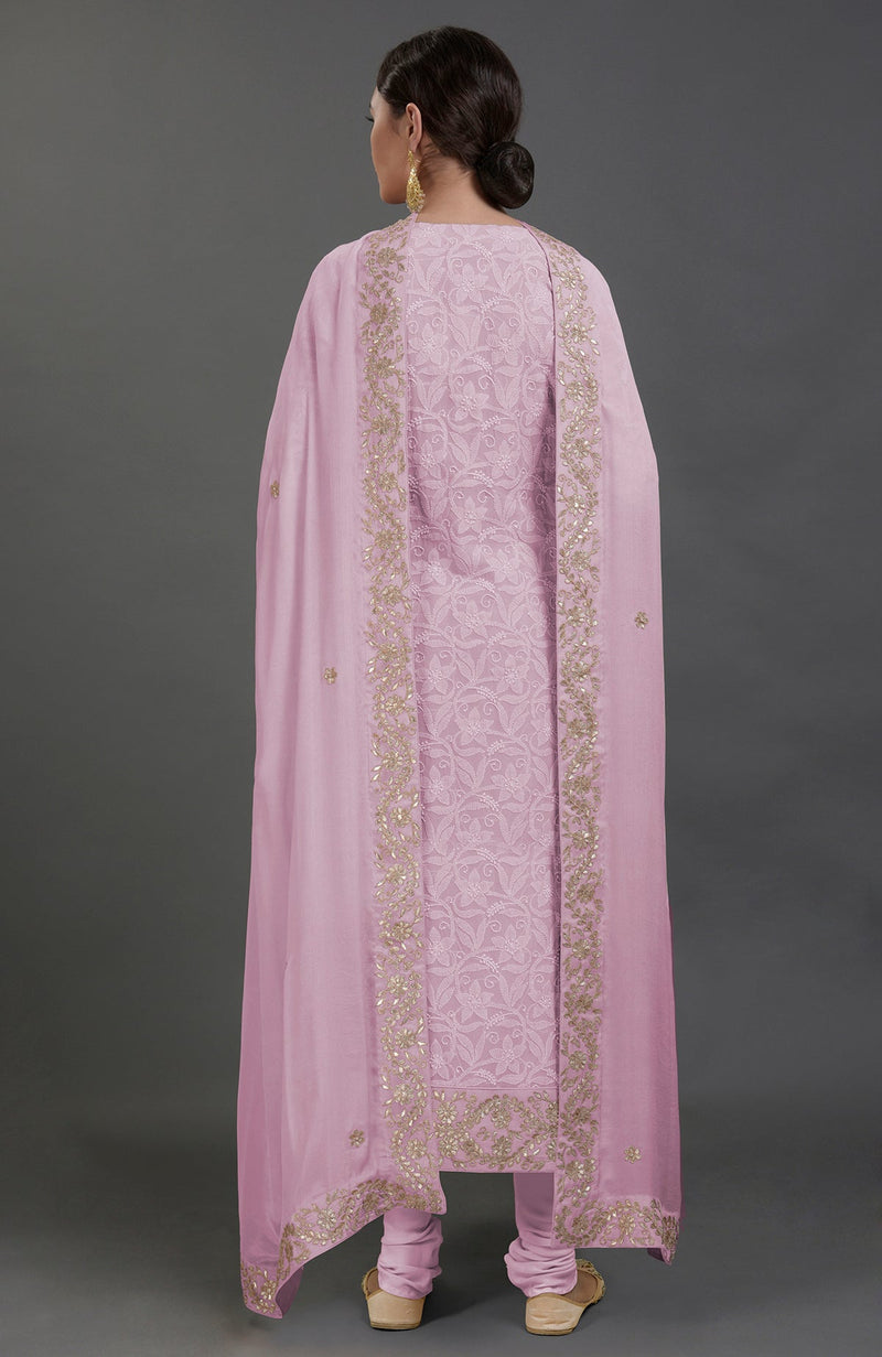Fragrant Lilac Chikankari & Gota Patti Hand Embroidered Kurta Set